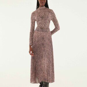 Pink Baby Leopard Pleated Maxi Skirt